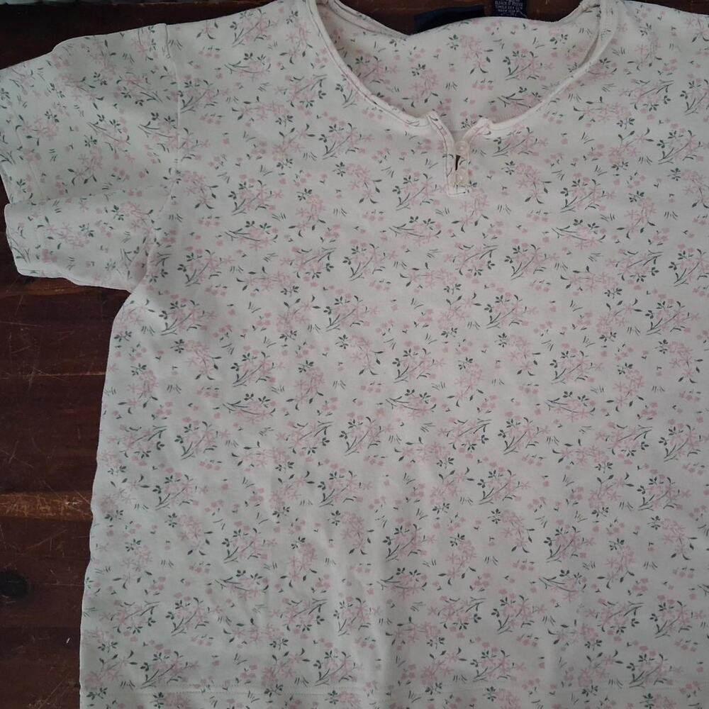 Vintage ditsy floral cotton henley